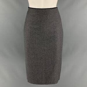 TSUNODA Size 0 Grey Wool Polyester Pleated Pencil Mid-Calf Skirt